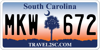SC license plate MKW672