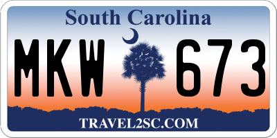 SC license plate MKW673