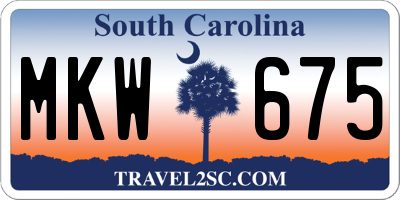 SC license plate MKW675