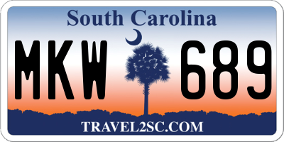 SC license plate MKW689