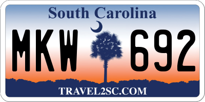 SC license plate MKW692