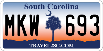 SC license plate MKW693