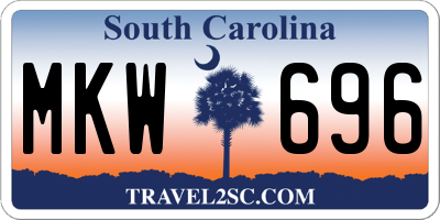 SC license plate MKW696
