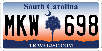 SC license plate MKW698