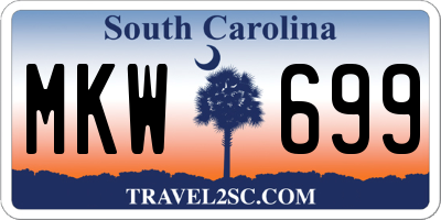 SC license plate MKW699