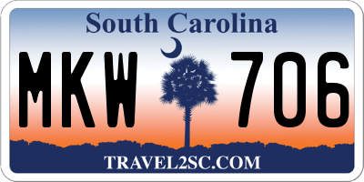 SC license plate MKW706