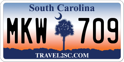 SC license plate MKW709