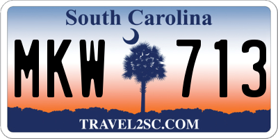 SC license plate MKW713