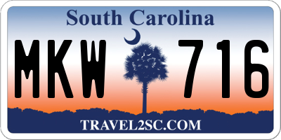 SC license plate MKW716