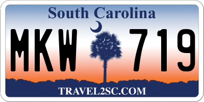 SC license plate MKW719