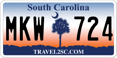 SC license plate MKW724