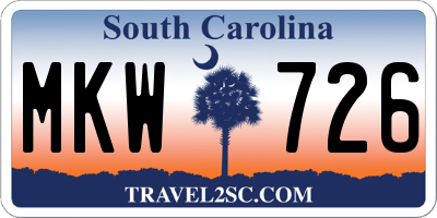 SC license plate MKW726