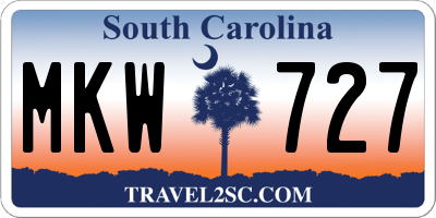 SC license plate MKW727