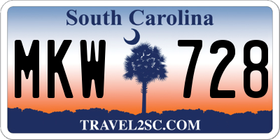 SC license plate MKW728