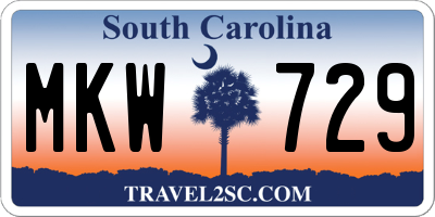 SC license plate MKW729
