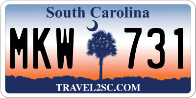 SC license plate MKW731