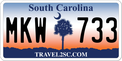 SC license plate MKW733