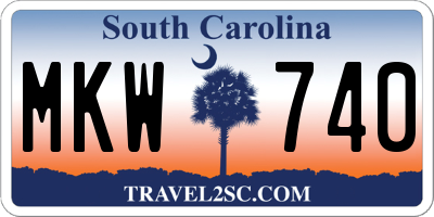 SC license plate MKW740