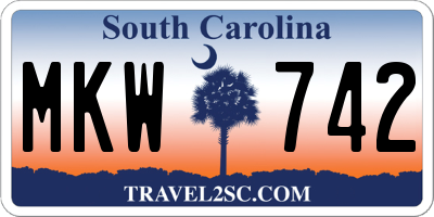 SC license plate MKW742
