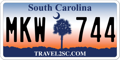 SC license plate MKW744