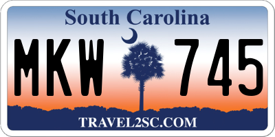 SC license plate MKW745