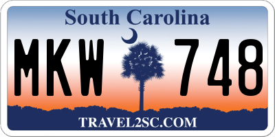 SC license plate MKW748