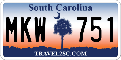 SC license plate MKW751