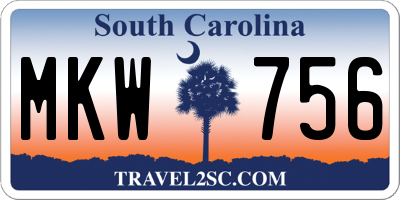 SC license plate MKW756