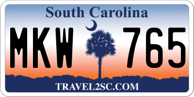 SC license plate MKW765