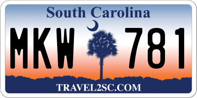 SC license plate MKW781