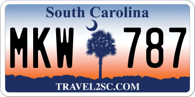 SC license plate MKW787