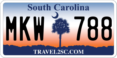 SC license plate MKW788