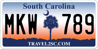 SC license plate MKW789