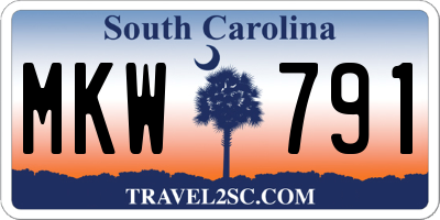 SC license plate MKW791