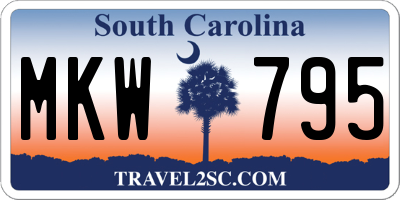 SC license plate MKW795