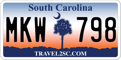 SC license plate MKW798