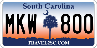 SC license plate MKW800