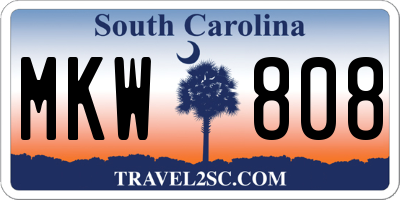 SC license plate MKW808