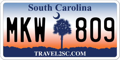 SC license plate MKW809