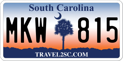 SC license plate MKW815