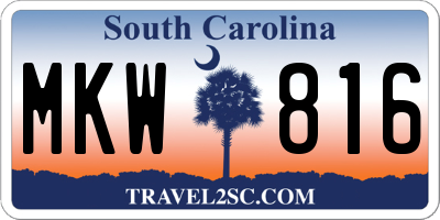 SC license plate MKW816