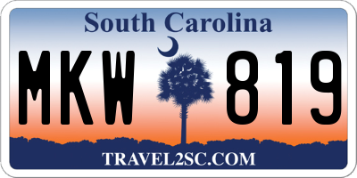 SC license plate MKW819