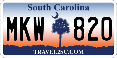 SC license plate MKW820
