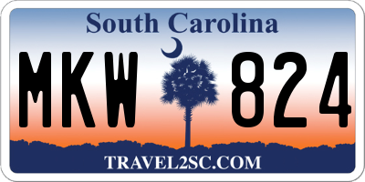 SC license plate MKW824