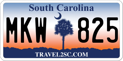 SC license plate MKW825