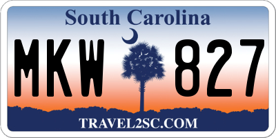 SC license plate MKW827
