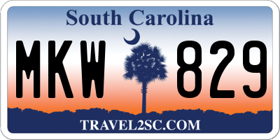 SC license plate MKW829