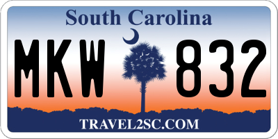 SC license plate MKW832