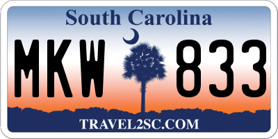 SC license plate MKW833