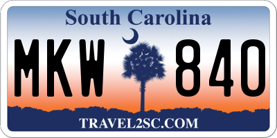 SC license plate MKW840